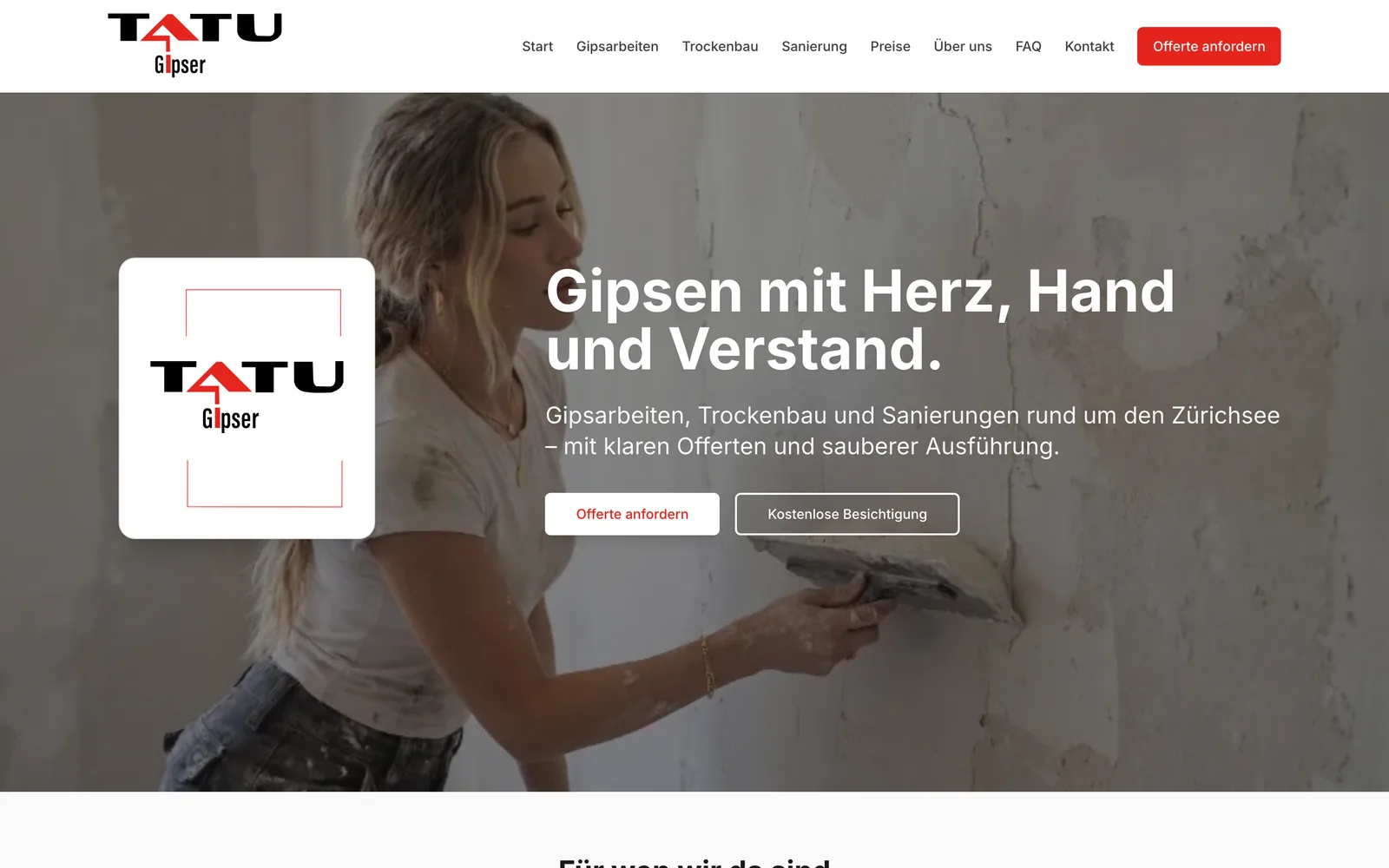Screenshot of the home page: Baugibser Tatu