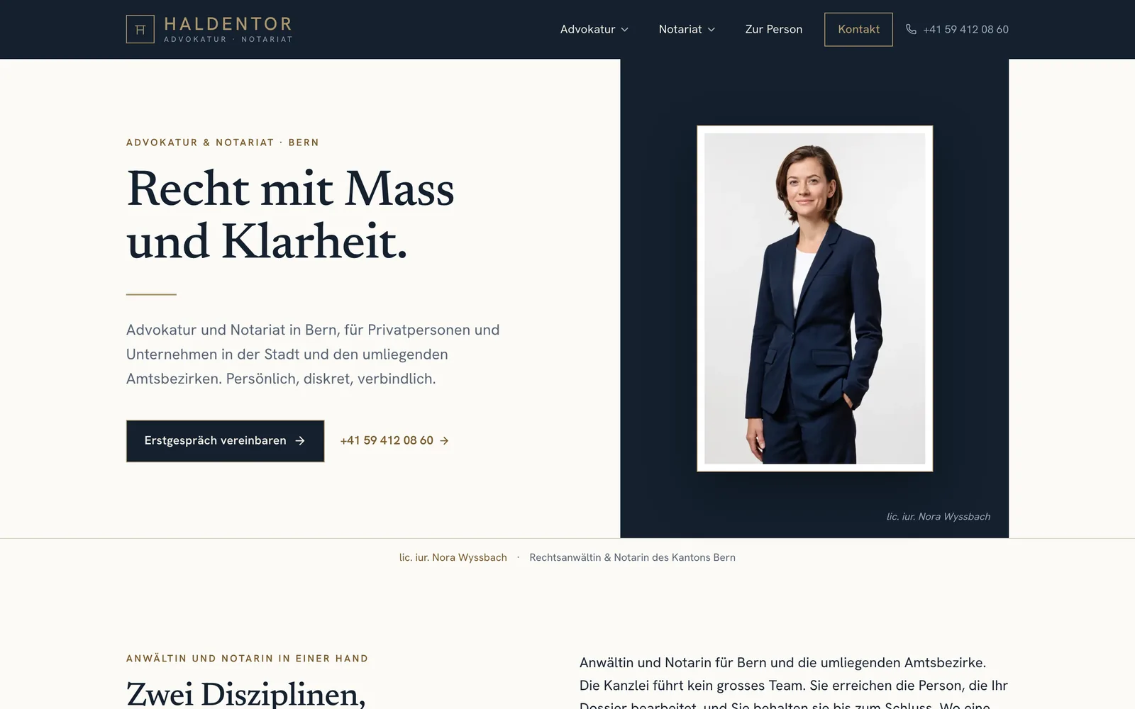 Screenshot of the home page: Haldentor