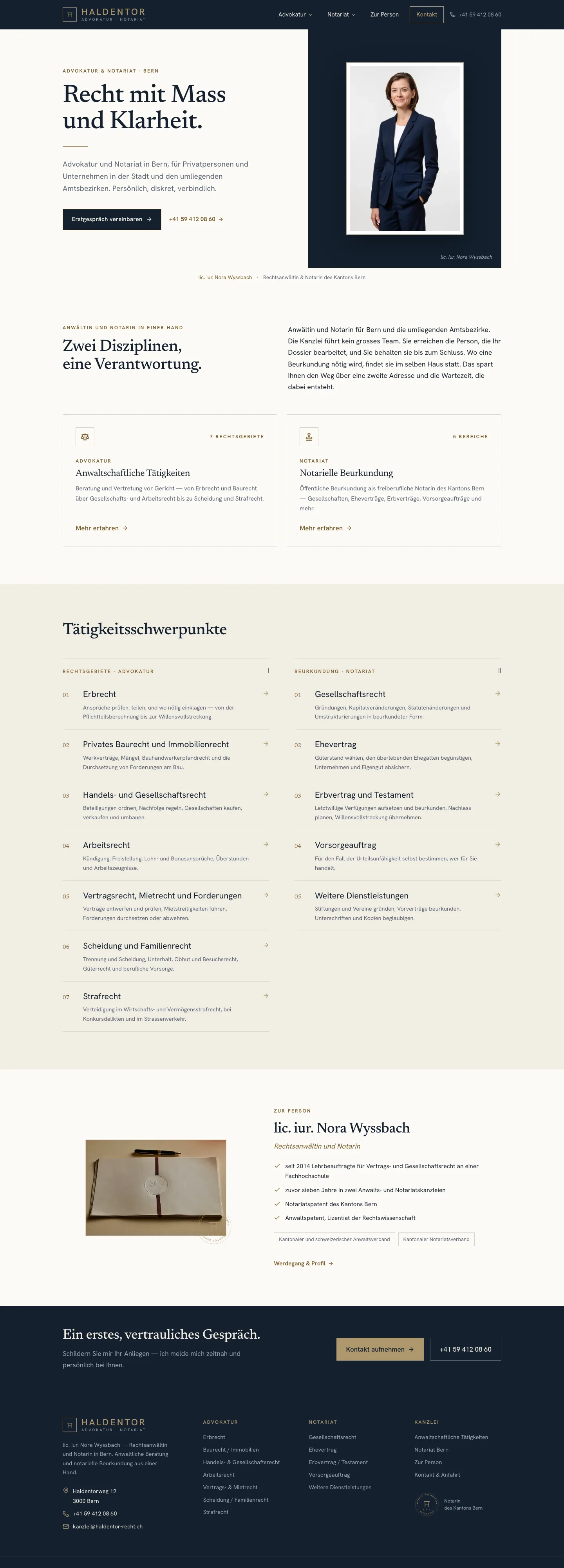 Screenshot of the home page: Haldentor