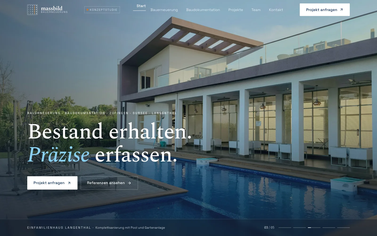 Screenshot of the home page: MASSBILD