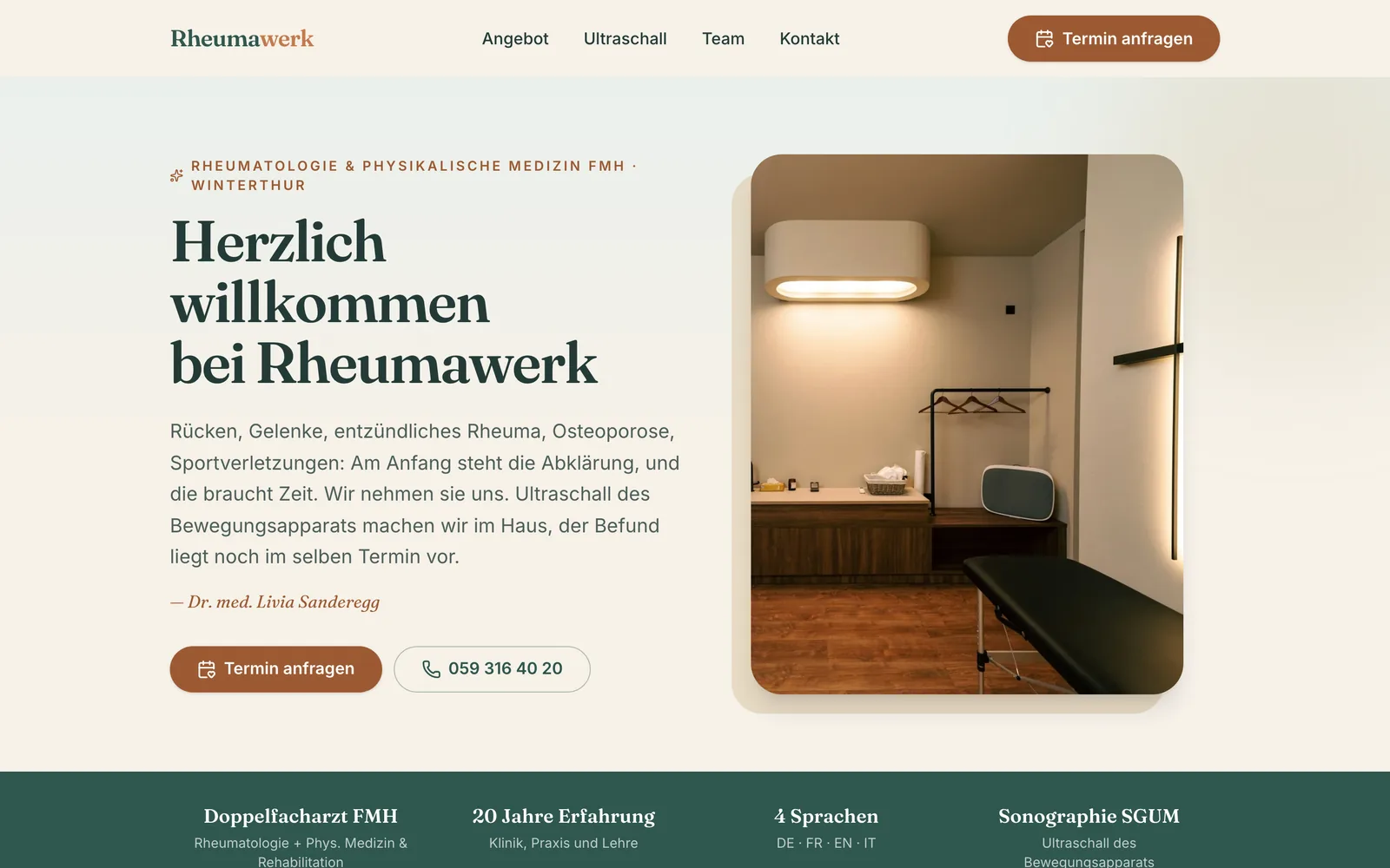 Screenshot of the home page: Rheumawerk