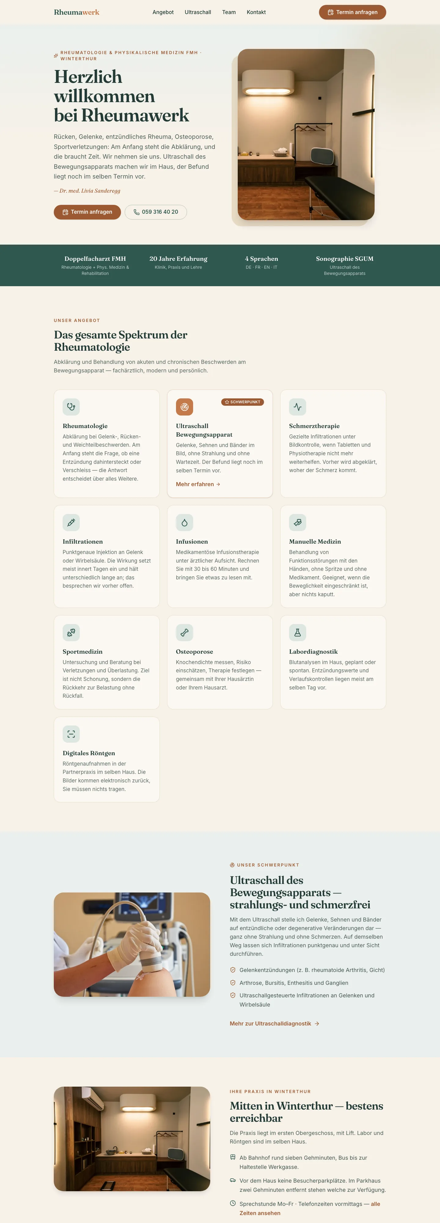 Screenshot of the home page: Rheumawerk